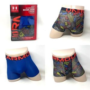 💖MEGA SALE💖Under Armour Boys' jock Underwear   2 Pack Black Blue 5086319-001